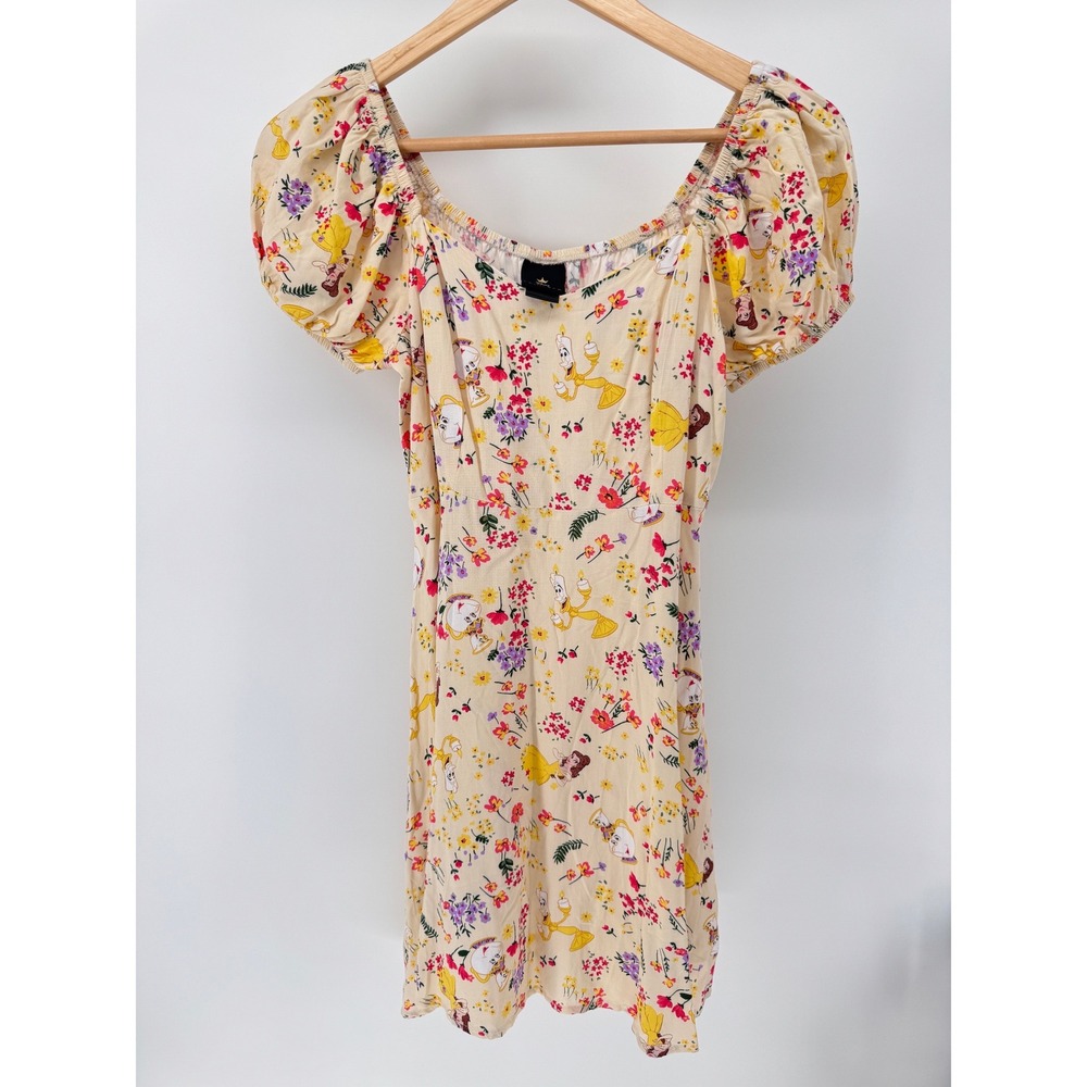 Disney Beauty & Beast Belle Floral Sweetheart Dress Cottagecore Puff  Mini